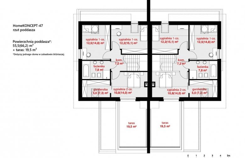 Projekt domu bliźniaczego Homekoncept 47B - 