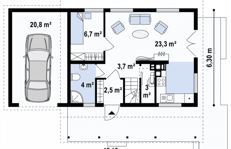 Projekt domu jednorodzinnego Z39 D GL - 