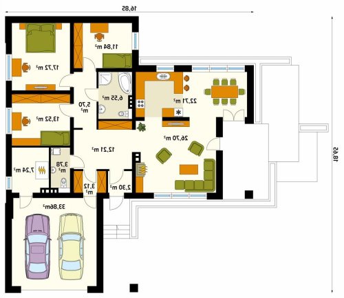 Rzut projektu Aksamit 5 - wersja lustrzana