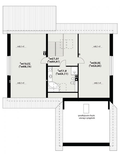 Rzut projektu Abra 5 - wersja lustrzana