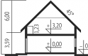 Projekt domu z poddaszem Oliwier z wiatą (bliźniak) - przekrój 1