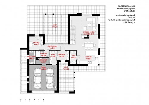 Rzut projektu Homekoncept 49 - wersja lustrzana