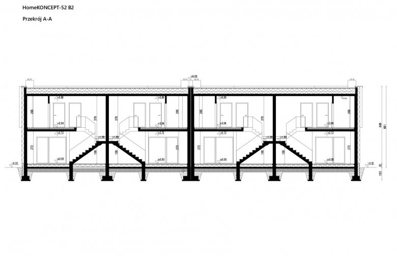 Projekt domu bliźniaczego HomeKONCEPT 52-B2 - przekrój 1