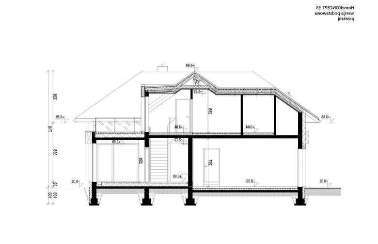 Projekt domu z poddaszem Homekoncept 53 - przekrój 1