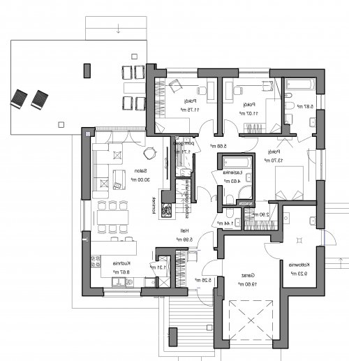 RZUT PARTERU Domidea 1 w2 - wersja lustrzana