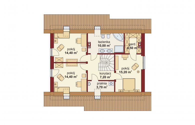 Projekt domu wolnostojącego Domena 202 A - rzut poddasza