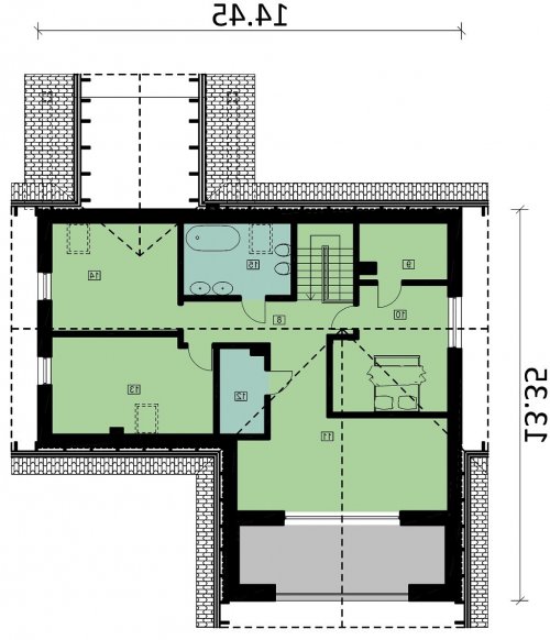 Rzut projektu Ka76 - wersja lustrzana