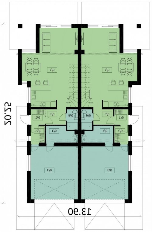 Rzut projektu Ka63 - wersja lustrzana