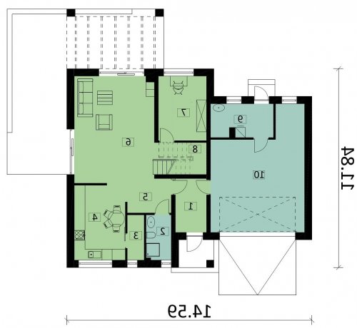 Rzut projektu Ka52 - wersja lustrzana