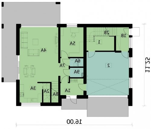 Rzut projektu Ka45 - wersja lustrzana