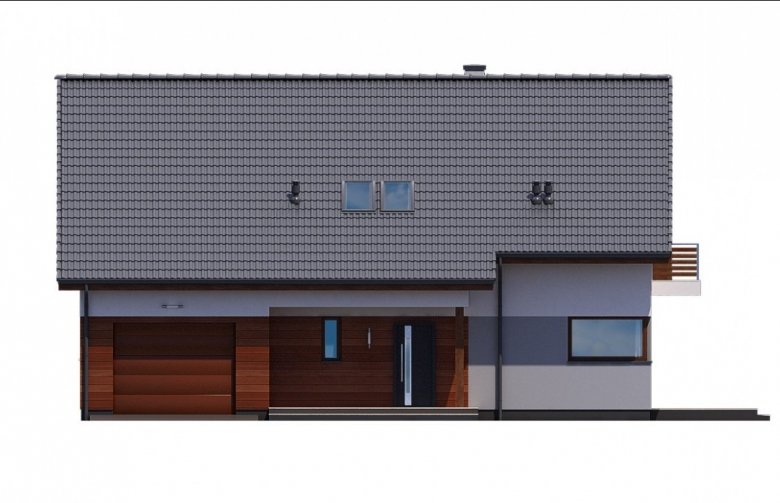 Projekt domu jednorodzinnego Ka42 SZ - elewacja 1