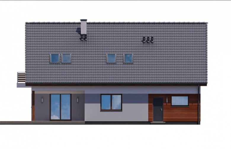 Projekt domu jednorodzinnego Ka42 SZ - elewacja 3