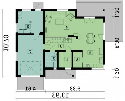 Rzut projektu Ka42 SZ - wersja lustrzana