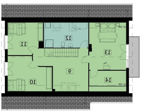 Rzut projektu Ka42 SZ - wersja lustrzana