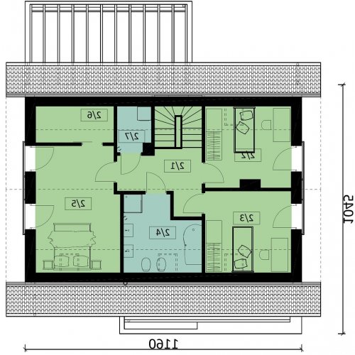 Rzut projektu Ka39 - wersja lustrzana