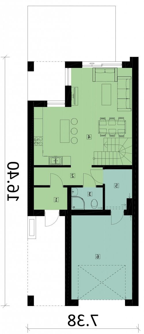 Rzut projektu Ka36 - wersja lustrzana