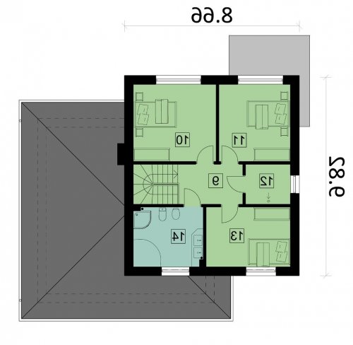 Rzut projektu Ka35 - wersja lustrzana