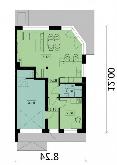 Rzut projektu Ka31S - wersja lustrzana