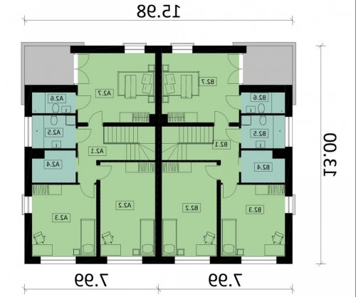 Rzut projektu Ka31 - wersja lustrzana