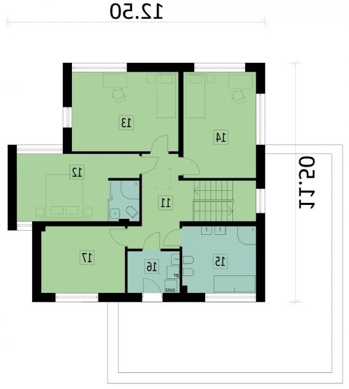 Rzut projektu Ka4 - wersja lustrzana