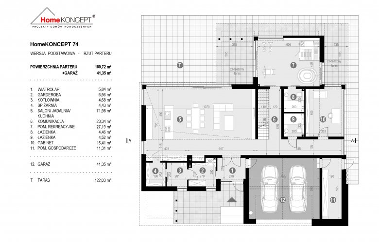 Projekt domu nowoczesnego HomeKONCEPT 74 - 