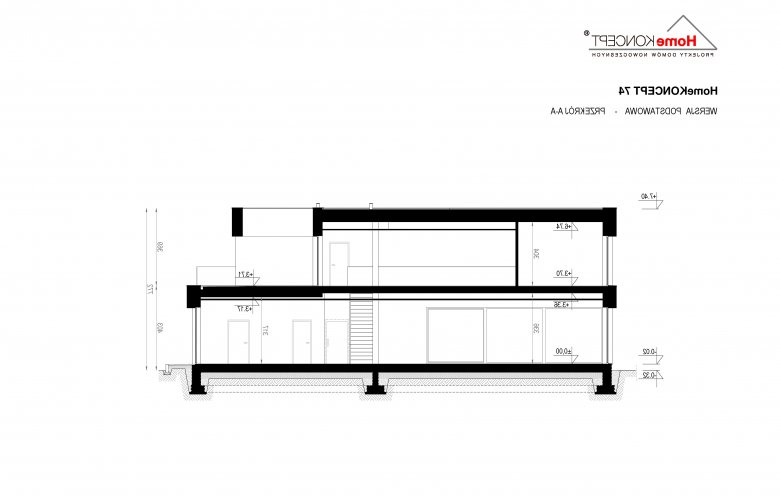 Projekt domu nowoczesnego HomeKONCEPT 74 - przekrój 1