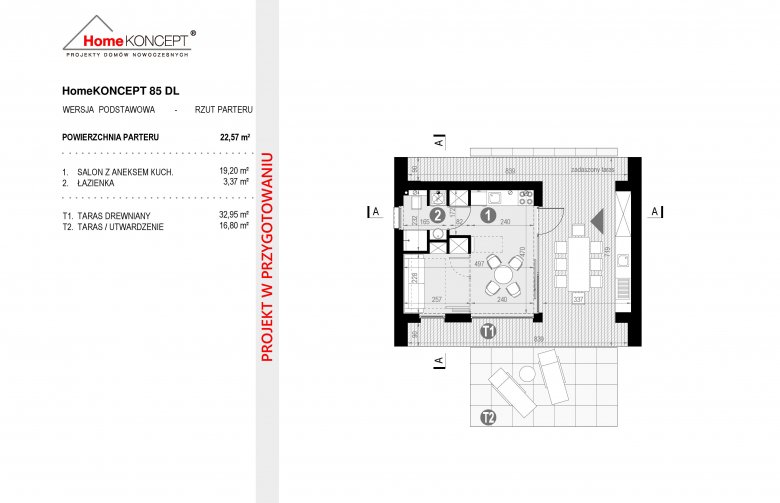 Projekt domu letniskowego HomeKONCEPT 85 DL - 