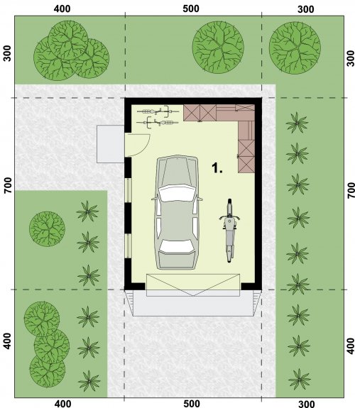 Rzut projektu G339 A budynek gospodarczo-garażowy