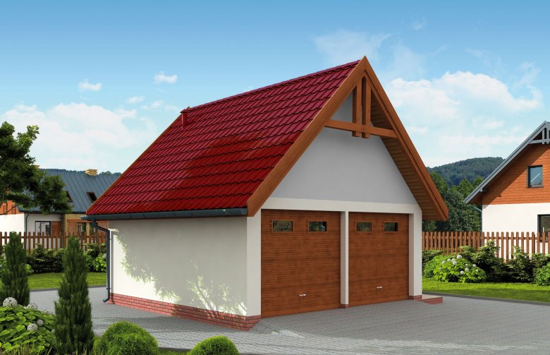 Projekt garażu G325 szkielet drewniany budynek gospodarczy