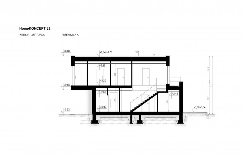 Projekt domu nowoczesnego HomeKONCEPT 82 - przekrój 1