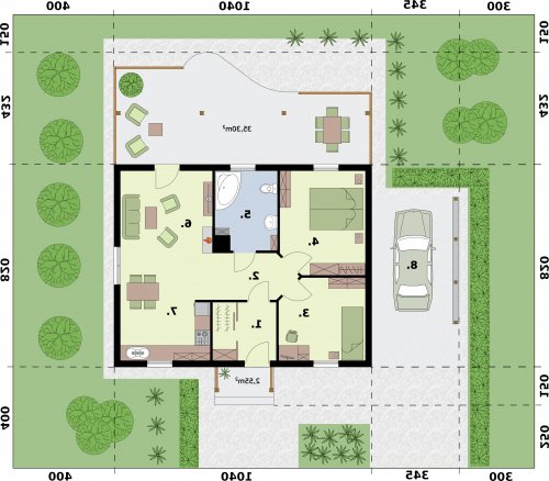 Rzut projektu BARBADOS 2 C dom mieszkalny, całoroczny - wersja lustrzana