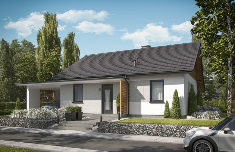 Projekt domu letniskowego BARBADOS 3B z wiatą