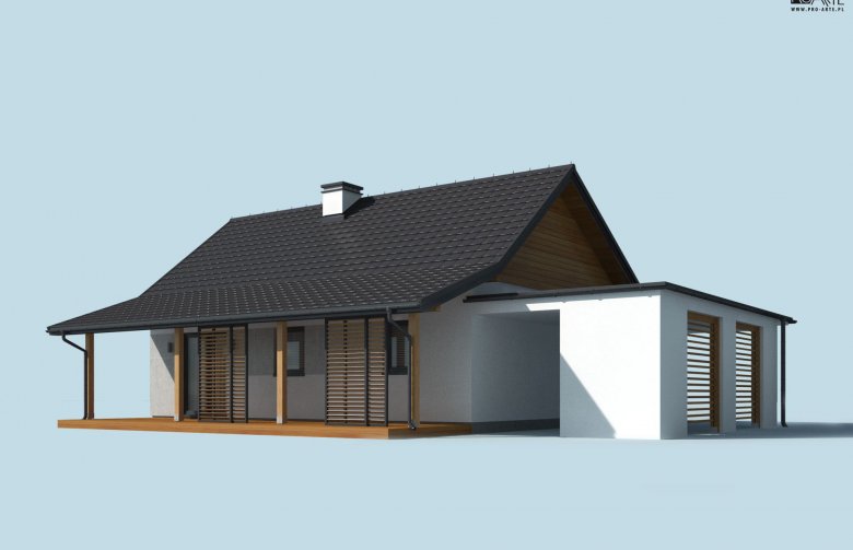 Projekt domu letniskowego BARBADOS 3B z wiatą