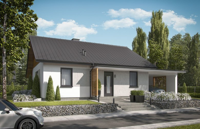 Projekt domu letniskowego BARBADOS 3B z wiatą