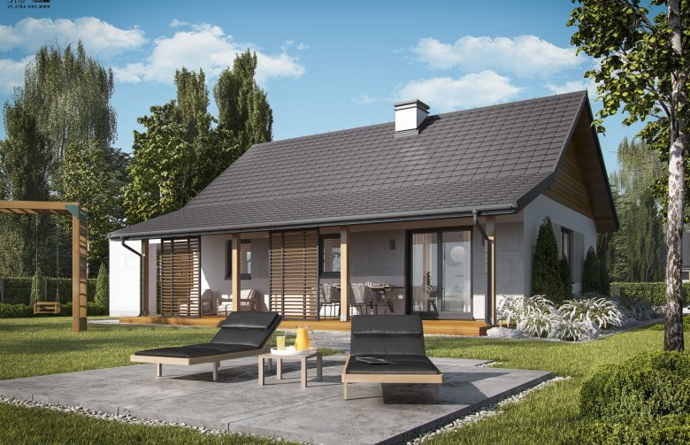 Projekt domu letniskowego BARBADOS 3B z wiatą
