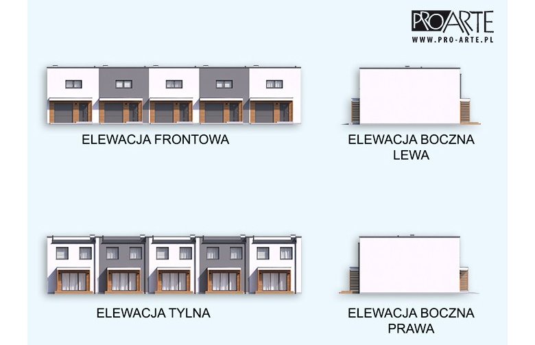 Projekt domu szeregowego ALTEA -  segment A - elewacja 1