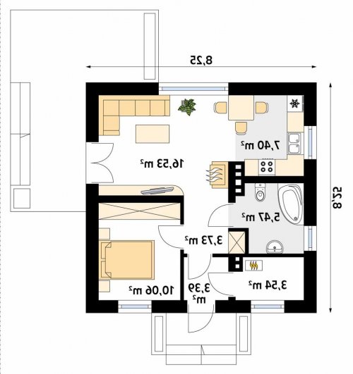 Rzut projektu Imbir 4 - wersja lustrzana