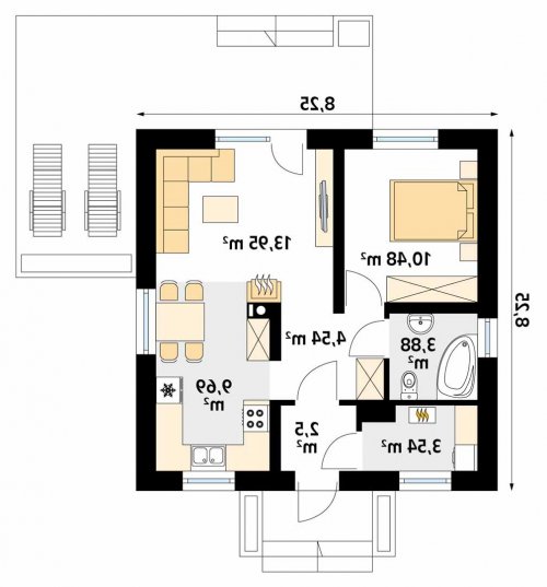 Rzut projektu Imbir 5 - wersja lustrzana