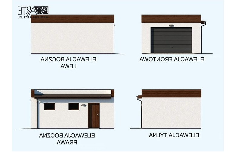 Projekt garażu G339 C - elewacja 1