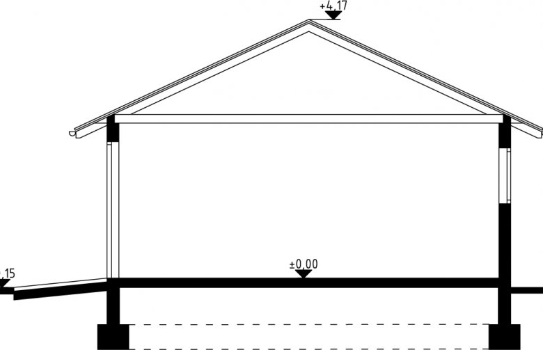 Projekt domu energooszczędnego G32 - Budynek garażowy - przekrój 1