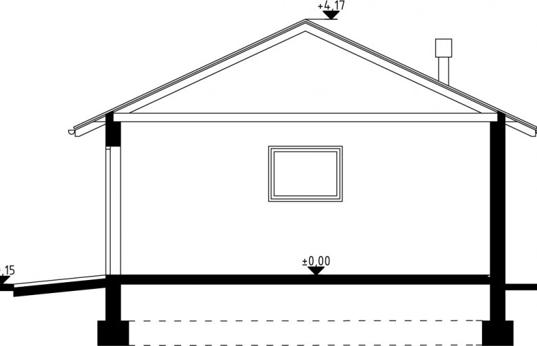 Projekt domu energooszczędnego G33 - Budynek gospodarczy - przekrój 1