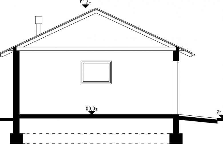 Projekt domu energooszczędnego G33 - Budynek gospodarczy - przekrój 1