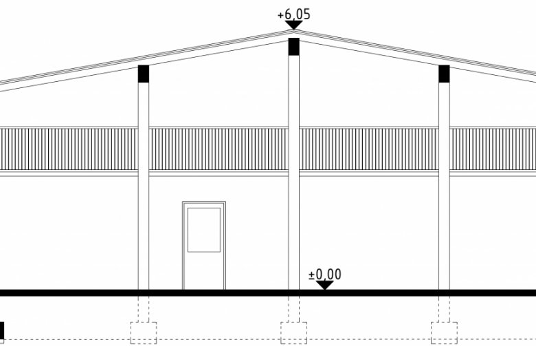 Projekt domu energooszczędnego G53 - Budynek garażowo - gospodarczy - przekrój 1