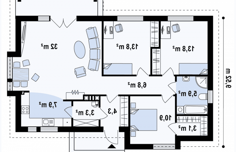 Projekt domu jednorodzinnego Z93 - rzut parteru