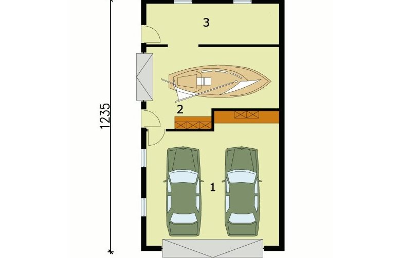 Projekt garażu G127 garaż trzystanowiskowy - przyziemie