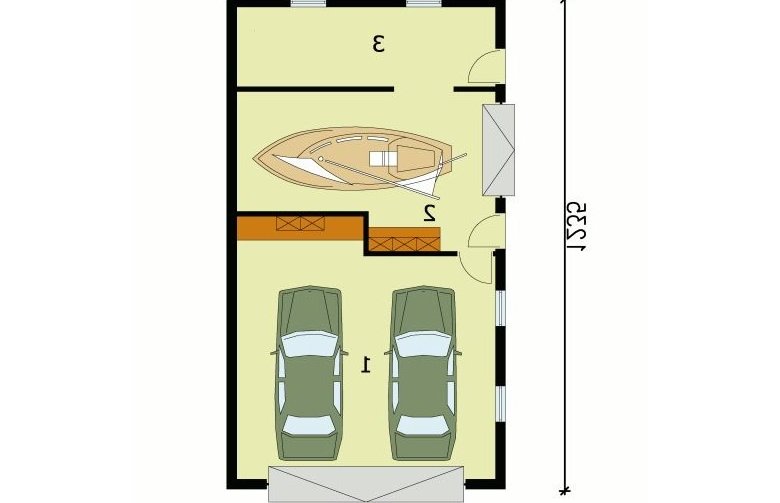 Projekt garażu G127 garaż trzystanowiskowy - przyziemie