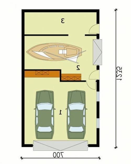 PRZYZIEMIE G128 garaż trzystanowiskowy - wersja lustrzana