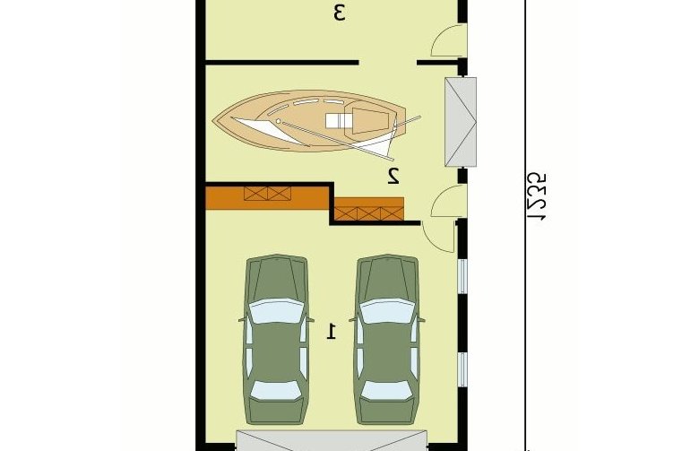 Projekt garażu G128 garaż trzystanowiskowy - przyziemie