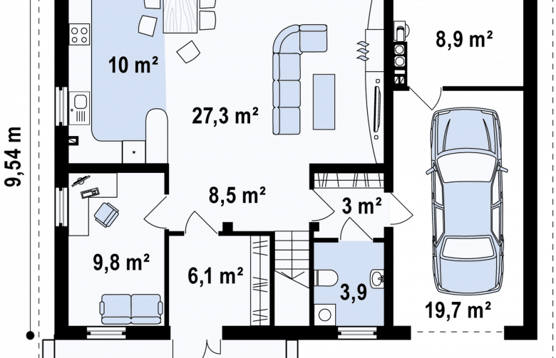 Projekt domu jednorodzinnego Z133 - rzut parteru