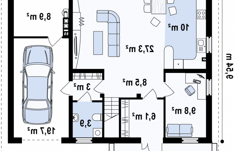 Projekt domu jednorodzinnego Z133 - rzut parteru